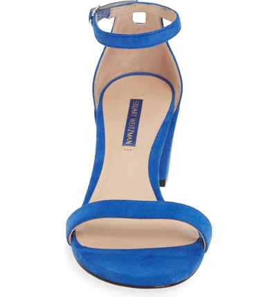Shop Stuart Weitzman Simple Ankle Strap Sandal In Royal Blue Suede