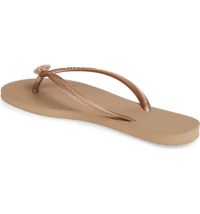 Shop Havaianas Slim Crystal Poem Flip Flop In Rose Gold