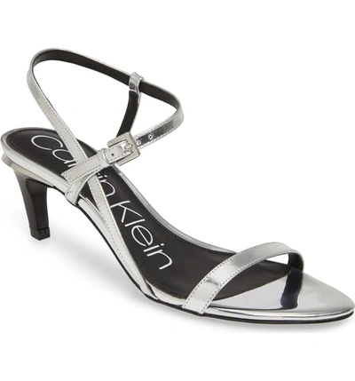 Shop Calvin Klein Garrina Sandal In Silver Leather