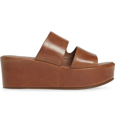 Shop Matisse Struttin' Platform Wedge Slide Sandal In Saddle Leather