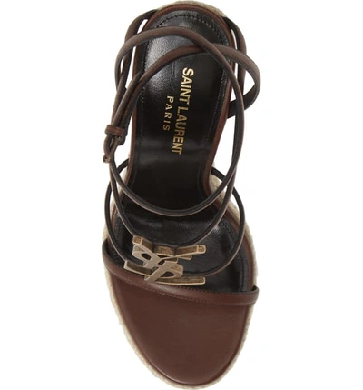 Shop Saint Laurent Cassandra Ysl Logo Wedge Sandal In Leopard