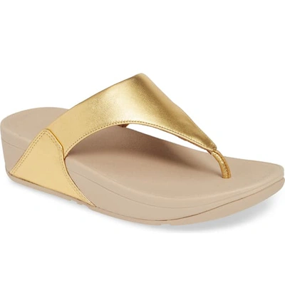 Shop Fitflop Lulu Flip Flop In Artisan Gold Leather