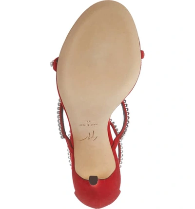 Shop Giuseppe Zanotti Embellished Strappy Sandal In Red