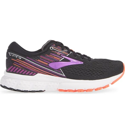 Shop Brooks Adrenaline Gts 19 Running Shoe In Black/ Purple/ Coral