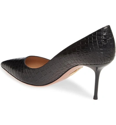 Shop Aquazzura Purist Croc Embossed Pump In Black Croc