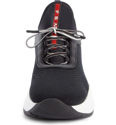 Shop Prada Knit Sock Sneaker In Black