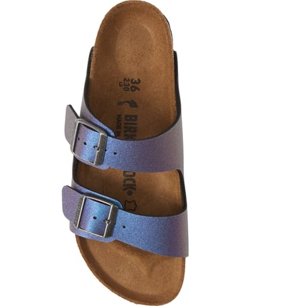 Shop Birkenstock Arizona Icy Metallic Slide Sandal In Icy Metallic Violet