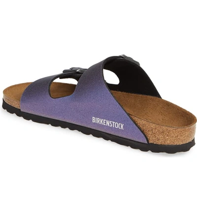 Shop Birkenstock Arizona Icy Metallic Slide Sandal In Icy Metallic Violet