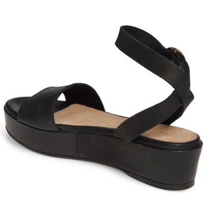 Shop Seychelles Monogram Platform Ankle Strap Sandal In Black Leather
