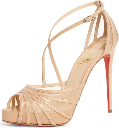 Shop Christian Louboutin Filamenta Strappy Platform Sandal In Nude