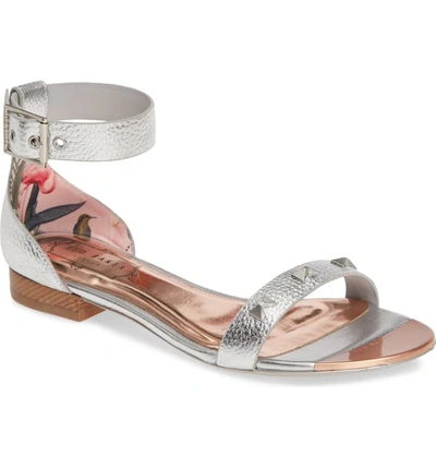 Shop Ted Baker Ovey Sandal In Silver Leather