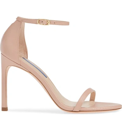 Shop Stuart Weitzman Nudistsong Ankle Strap Sandal In Buff Blush Caviar Patent