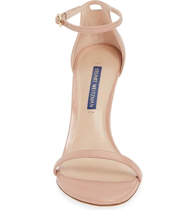 Shop Stuart Weitzman Nudistsong Ankle Strap Sandal In Buff Blush Caviar Patent