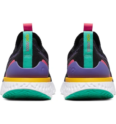 Shop Nike Epic Phantom React Flyknit Running Shoe In Black/ Psychic Purple/ Green