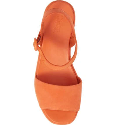 Shop Camper Misia Platform Wedge Sandal In Medium Orange Leather