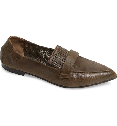 Shop Brunello Cucinelli Monili Bead Pointy Toe Loafer In Metallic Brown