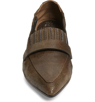 Shop Brunello Cucinelli Monili Bead Pointy Toe Loafer In Metallic Brown