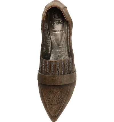 Shop Brunello Cucinelli Monili Bead Pointy Toe Loafer In Metallic Brown