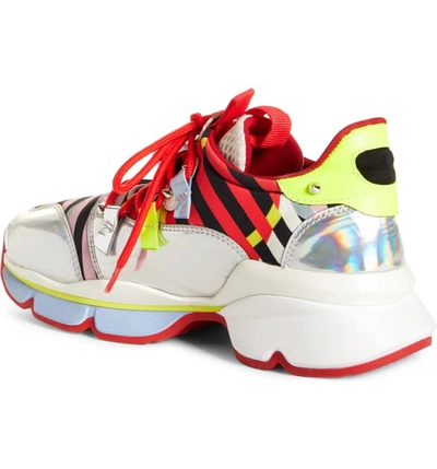 Shop Christian Louboutin Red Runner Sneaker In Silver/ White/ Red