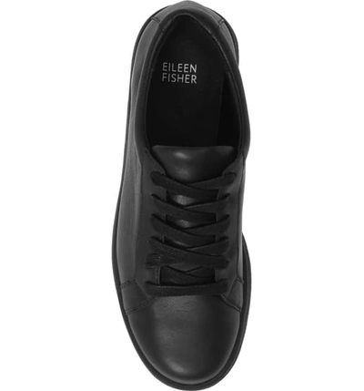 Shop Eileen Fisher Cal Sneaker In Black Washed Leather