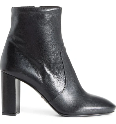 Shop Prada Block Heel Bootie In Black