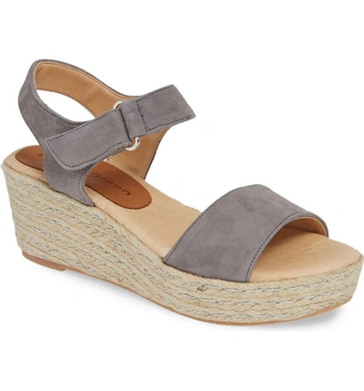 Shop Patricia Green Corie Espadrille Wedge Sandal In Charcoal Lamb Suede