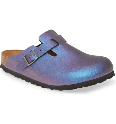 Shop Birkenstock Boston Metallic Clog In Icy Metallic Violet