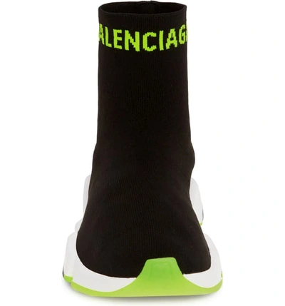 Shop Balenciaga Hi Speed Logo Sock Sneaker In Black/ Yellow Fluo