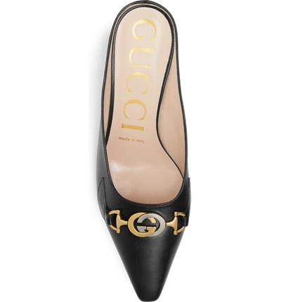 Shop Gucci Pointed Toe Mule In Black