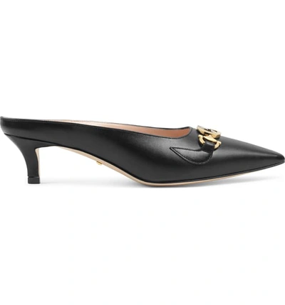 Shop Gucci Pointed Toe Mule In Black
