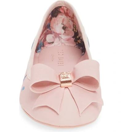Shop Ted Baker Suallip Flat In Pink Satin