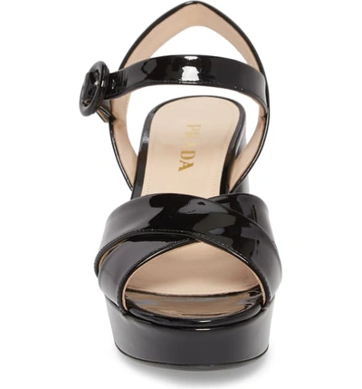 Shop Prada Platform Sandal In Black Patent