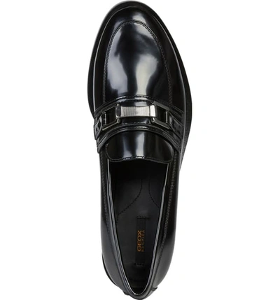 Shop Geox Brogue Loafer In Black Nappa Leather