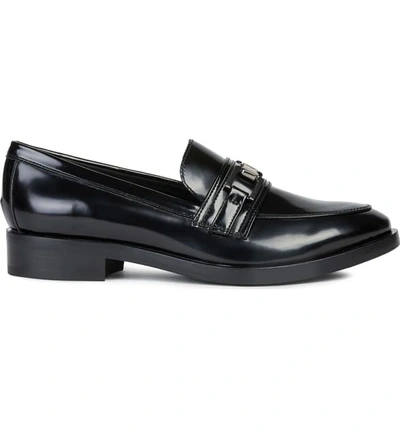 Shop Geox Brogue Loafer In Black Nappa Leather