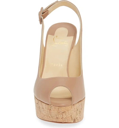 Shop Christian Louboutin Dona Anna Slingback Platform Sandal In Nude Leater