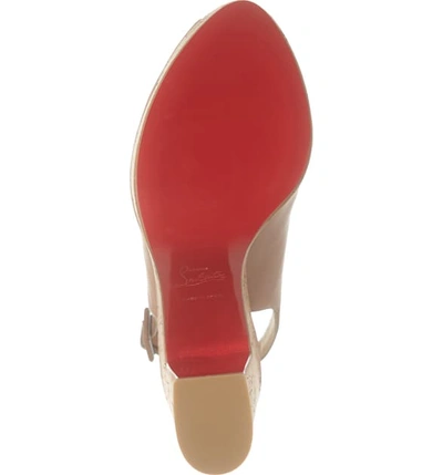 Shop Christian Louboutin Dona Anna Slingback Platform Sandal In Nude Leater