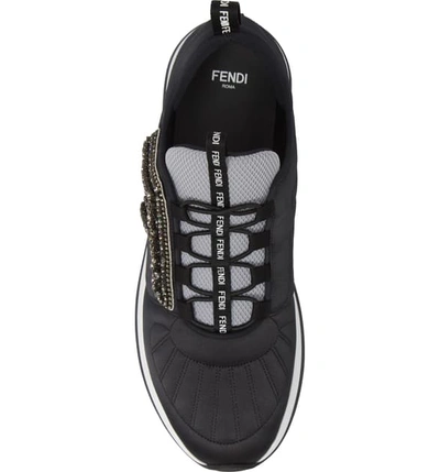 Shop Fendi Ffreedom Jewel Embellished Sneaker In Black