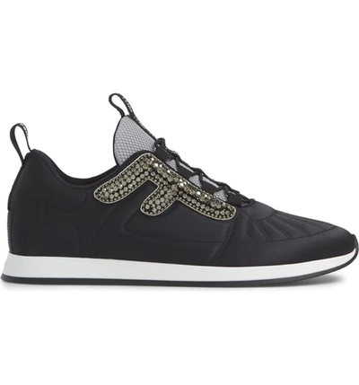 Shop Fendi Ffreedom Jewel Embellished Sneaker In Black