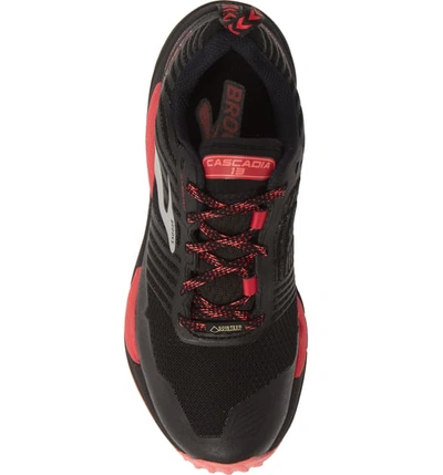 Shop Brooks Cascadia 13 Gore-tex Waterproof Trail Running Shoe In Black/ Pink/ Coral
