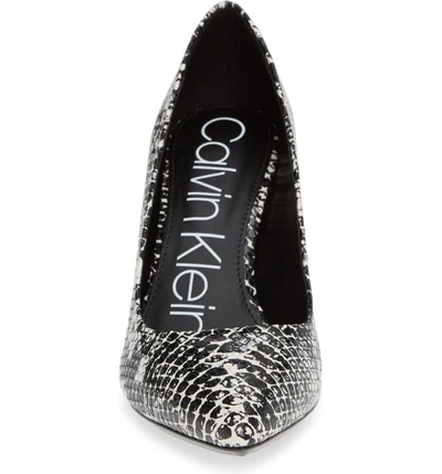 Shop Calvin Klein Gayle Pointed Toe Pump In Black/ White Snake Print