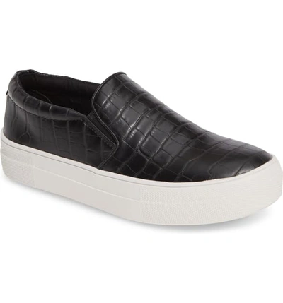 Shop Steve Madden Gills Platform Slip-on Sneaker In Black Croco Print