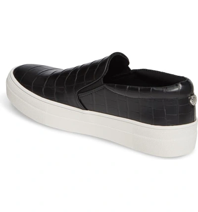 Shop Steve Madden Gills Platform Slip-on Sneaker In Black Croco Print