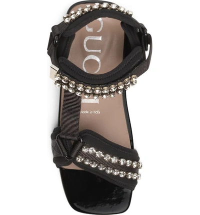 Shop Gucci Shea Crystal Embellished Flat Sandal In Black