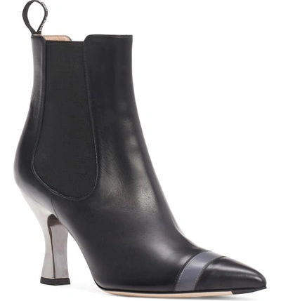 Shop Fendi Colibri Stripe Toe Chelsea Bootie In Black