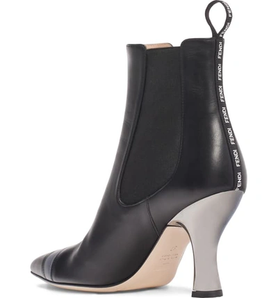 Shop Fendi Colibri Stripe Toe Chelsea Bootie In Black