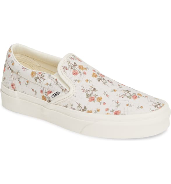 vans slip on floral marshmallow