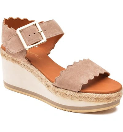 Shop Andre Assous Carla Espadrille Wedge Platform Sandal In Ivory Suede