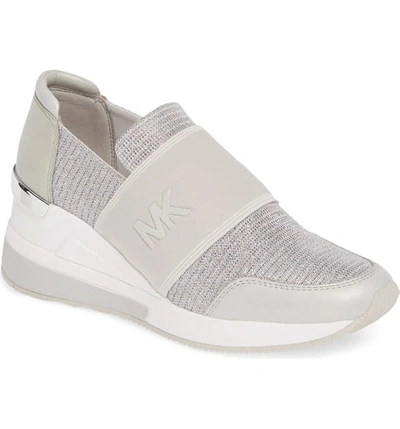 Shop Michael Michael Kors Felix Slip-on Glitter Sneaker In Milk Multi