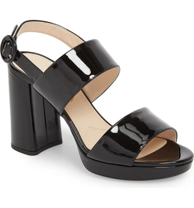 Shop Prada Slingback Platform Sandal In Black Patent