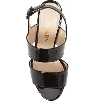 Shop Prada Slingback Platform Sandal In Black Patent